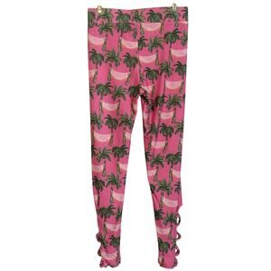 Simply Southern Leggings Regular Size Fits XS-S-M Pink W Palm Trees & Hammocks